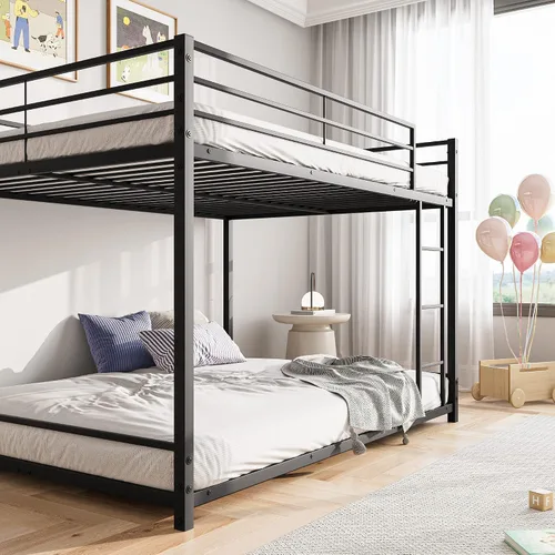 Miniatura 5 de Literas de tamaño matrimonial sobre matrimonial, literas de metal resistente de tamaño matrimonial para niños, cama de tamaño matrimonial para niños