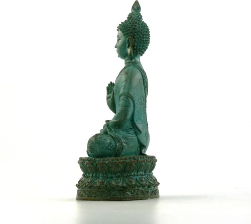 Miniatura 3 de ornerx Estatua de Buda sentado tailandés para decoración del hogar Verdigris 6.7