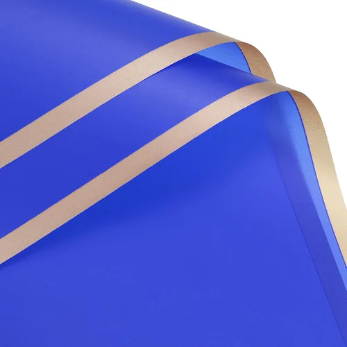 Miniatura 20 de MECCANIXITY 10 piezas de papel de regalo de flores con borde dorado, turquesa, 22.8 x 22.8 pulgadas, impermeable, para suministros de ramo