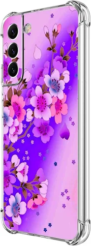 Miniatura 15 de Funda para Galaxy S22, Protección Azul con Flores de Mariposa y Rosas, Funda Anti-Choque y Anti-Arañazos de TPU de Cuerpo Completo para Samsung