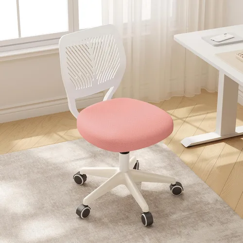 Miniatura 12 de JPBSTO Silla de escritorio sin brazos, silla giratoria de oficina ajustable con cojín acolchado de malla suave, silla ergonómica pequeña