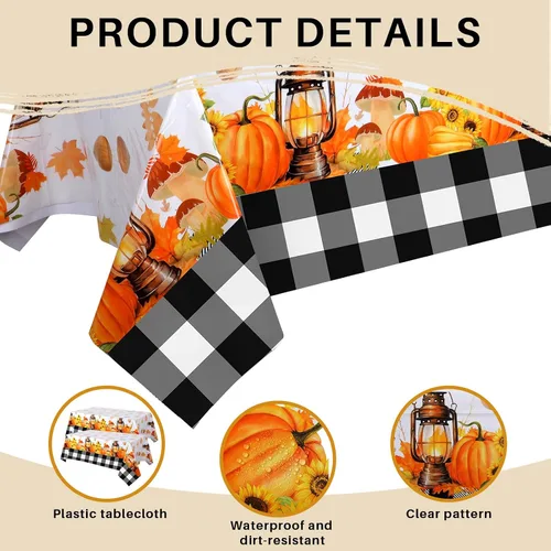 Miniatura 2 de Peryiter 2 manteles rectangulares de otoño de Acción de Gracias de 54 x 108 pulgadas, mantel rectangular lavable para mesa de comedor para cocina