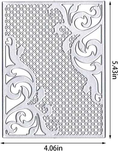 Miniatura 2 de Hying Troqueles de corte de marco de flores y hojas para hacer tarjetas, marco rectangular troquelado, cuadrícula hueca a cuadros, plantillas