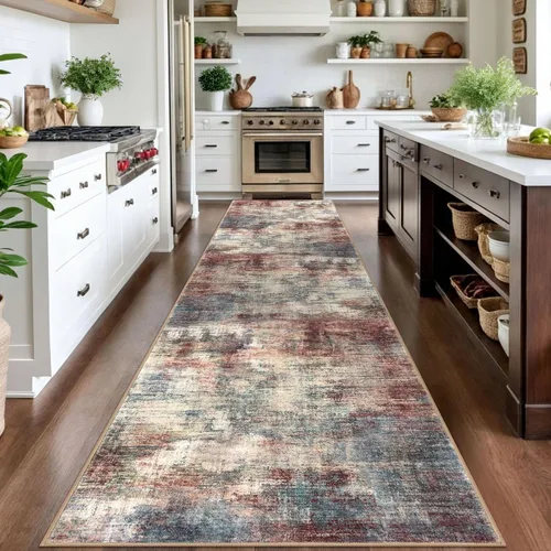 Miniatura 526 de IOHOUZE Alfombra abstracta lavable de 3 x 12 pies para pasillos, antideslizante para cocina, camino de entrada de lana sintética para interiores