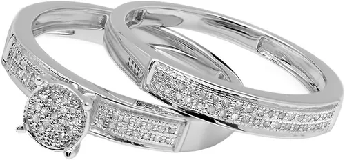 Miniatura 2 de Dazzlingrock Collection Anillo de compromiso de 0,25 quilates (quilates) con diamantes de corte redondo para mujer, plata de ley de 14 quilates