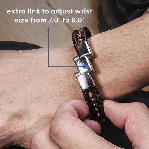 Miniatura 3 de To My Boyfriend/Son/Grandson/Father/Husband Black Onyx Tiger Eye Blue Sodalite Leather Bracelets Jewelry For Men, Birthday Anniversary Valentines