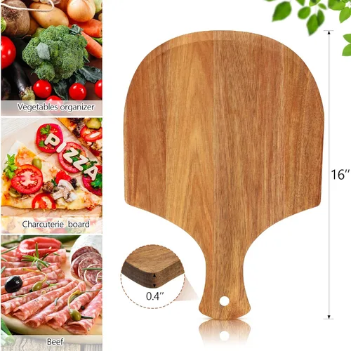 Miniatura 3 de Roshtia 12 piezas de 17 x 12 pulgadas de madera para hacer paletas de pizza con asa, tabla de cortar colgante, espátula, paleta para pan, queso