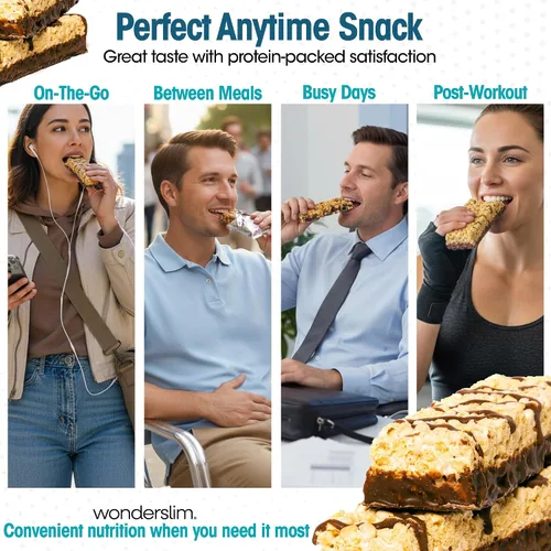 Miniatura 6 de WonderSlim Barras de proteína altas en fibra, crujiente Fluffy S'more 15g de proteína, 8g de fibra bajas en azúcar, bajas en carbohidratos