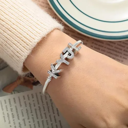 Miniatura 2 de PARCOM Dijes de letras compatibles con pulseras Pandora de plata esterlina S925 con iniciales para pulseras del alfabeto A-Z, cuentas de letras