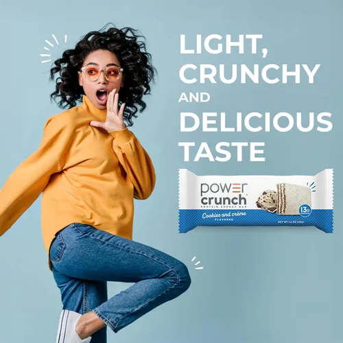 Miniatura 5 de Power Crunch Barras de proteínas, bocadillos ricos en proteínas con delicioso sabor, galletas y crema, 1.4 onzas (12 unidades)