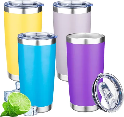 Miniatura 15 de Vaso de 20 onzas con tapa, taza de café de viaje de doble pared aislada al vacío, taza térmica de acero inoxidable con recubrimiento en polvo, vaso