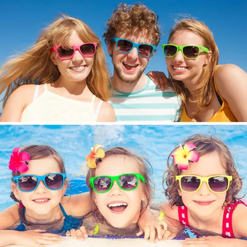 Miniatura 5 de ELECLAND Gafas de sol para niños, regalos de fiesta de color neón a granel para fiesta de verano, fiesta en la piscina, cumpleaños, bolsas