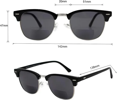 Miniatura 5 de VITENZI Gafas de sol bifocales para hombres y mujeres, lentes de lectura semi sin montura tintadas con lectores - Tivoli