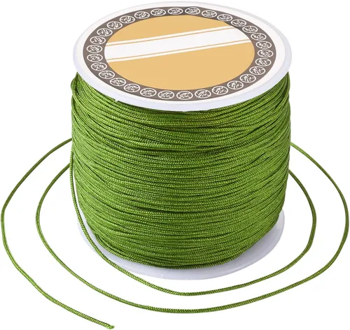 Miniatura 8 de Pandahall - Cordón de nailon para joyería de 109 yardas, cuerda de anudación china de hilo de macramé para joyería Kumihimo (vara dorada)