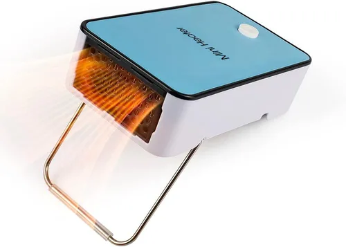 Calentador de Espacio Portátil YOUCIDI Mini Calentador de Escritorio Ventilador Eléctrico Calentador de Aire para Habitación/Oficina/Escritorio Azul