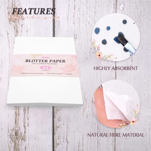 Miniatura 4 de Aboofx 20 hojas de papel secante para prensa de flores, tamaño grande de 8.26 x 11.8 pulgadas, A4, altamente absorbentes y reutilizables