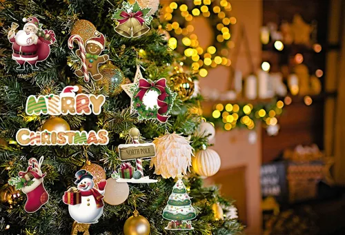 Miniatura 4 de Hying Juego de 48 tablones de anuncios de árbol de Navidad, Papá Noel, decoración de muñeco de nieve, recortes de papel de cartulina