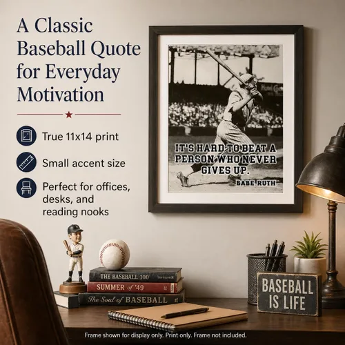 Miniatura 8 de Babe Ruth It's Hard Baseball Quote - Impresión sin marco de 11 x 14 pulgadas, arte de pared deportivo vintage, póster inspirador de béisbol