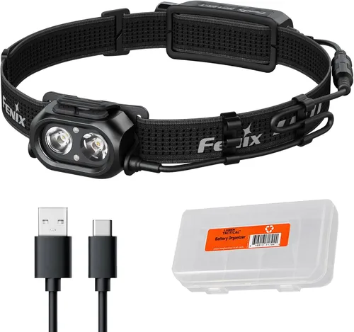 Fenix HP12R-T - Linterna frontal recargable de 1300 lúmenes, diseño de potencia dividida, modos de luz blanca/blanca neutra/roja con organizador