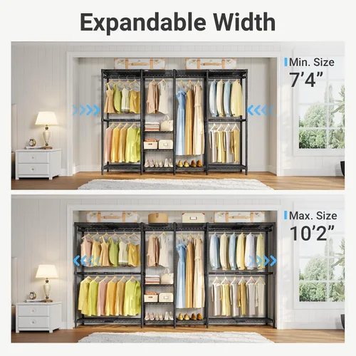 Miniatura 2 de VIPEK X4 - Perchero extensible de alta resistencia, ajustable de 7 pies 4 pulgadas a 10 pies 2 pulgadas, con estantes ajustables y barras
