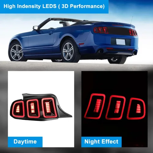 Miniatura 3 de CPW Conjunto de luces traseras para Ford Mustang 2010 2011 2012 2013 2014, repuesto de lámparas de freno traseras completamente funcionales, 1 par