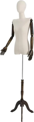 Maniquí femenino con cabeza y brazos giratorios, soporte de cuerpo de modelo de exhibición de ropa ajustable en altura, forma de vestido de torso