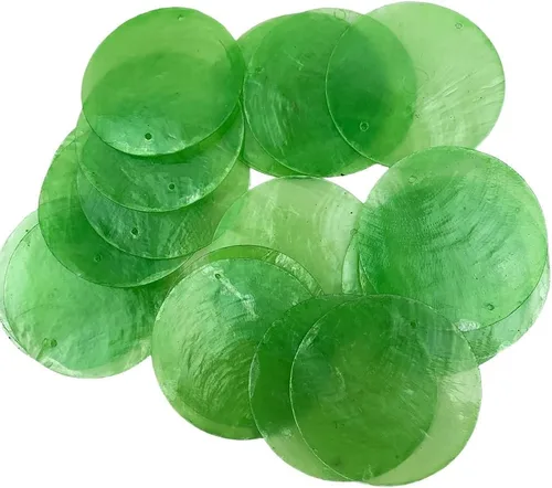 Heyiwell 20 carcasas redondas verdes con 2 agujeros para decoración del hogar, manualidades, campanillas de viento de 2 pulgadas