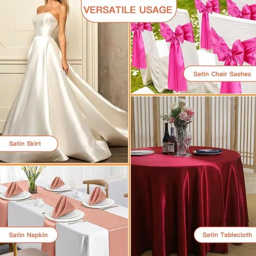 Miniatura 6 de P Pothuiny The Yard, tela de satén beige de 55 pulgadas de ancho, tela de satén Charmeuse sedosa para decoración de vestidos de novia de boda
