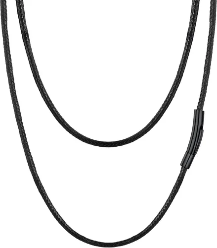 Miniatura 21 de PROSTEEL Collar de cuero impermeable para hombre, 0.079 in/0.118 in, 16 a 30 pulgadas, con cierre de acero inoxidable, cadena de bricolaje