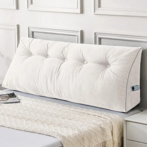 Miniatura 22 de Sasttie - Almohada de cabecero completa, almohada de cuña para cabecero para sentarse en la cama, cojín triangular de apoyo para la espalda