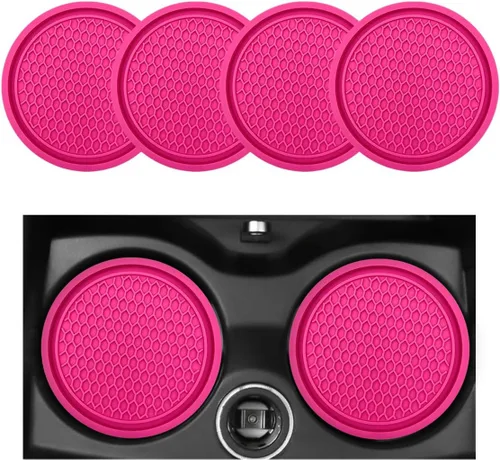Miniatura 11 de Ohleats Juego de posavasos de 2 piezas para automóvil, impermeable en forma de panal de abeja, PVC antideslizante de 2.75 pulgadas, universal