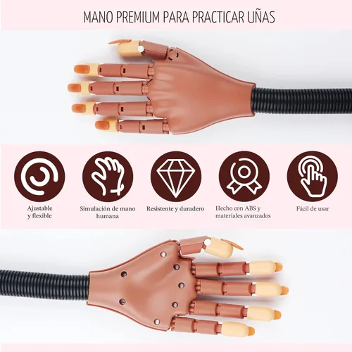 Miniatura 2 de Saviland Mano de práctica para uñas acrílicas, manos falsas móviles flexibles, kit de mano de entrenamiento de manicura para principiantes, mano