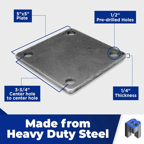 Miniatura 5 de Placa base de metal cuadrada soldable de 5 x 5 pulgadas - Placa de acero A36 - Base de placa de acero de alta calidad para soporte de estructura 4