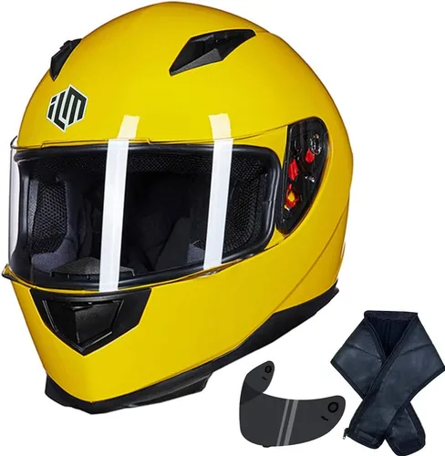 Miniatura 9 de ILM - Casco integral para motocicleta y bicicleta urbana, con bufanda de invierno extraíble, 2 viseras, modelo aprobado por DOT JK313