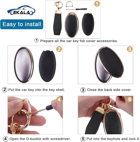 Miniatura 3 de EKALA Funda para llavero Hyundai, funda de TPU suave para llavero con llavero de cuero para Hyundai Loniq 6 Grandeur GN7 KONA Elanrtra Santa Fe