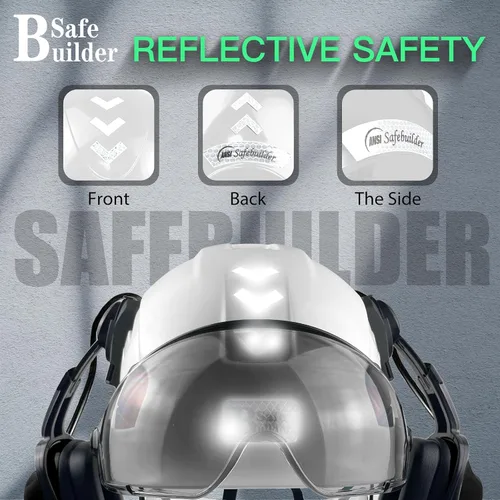 Miniatura 7 de Casco de seguridad SAFEBUILDER con visera, orejeras Bluetooth SNR 26dB, sombrero duro con viseras, orejeras montadas, sombreros duros ventilados