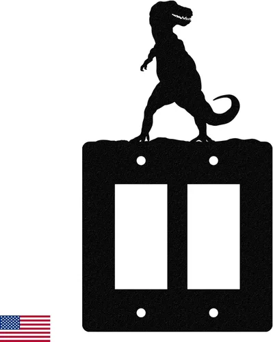 Miniatura 10 de Cubierta de Interruptor de Luz de Acero Americano, Cubierta de Enchufe con Decoración de Dinosaurio, Cuerpo de Tiranosaurio T-Rex, Interruptor