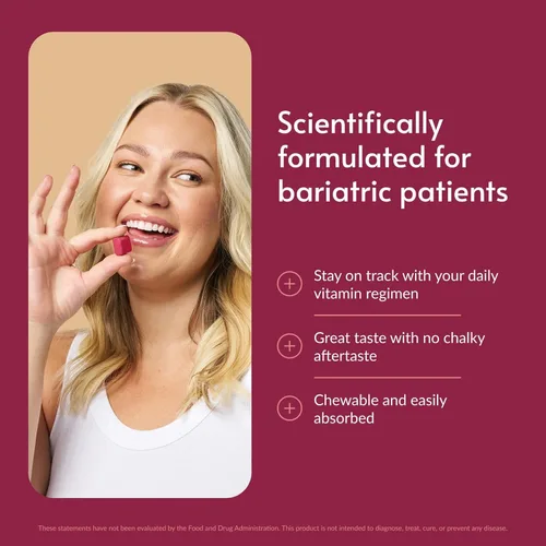 Miniatura 2 de Bariatric Advantage - Multivitamínico masticable múltiple para pacientes bariátricos, bypass gástrico, manga bariátrica, 60 unidades, sin gluten