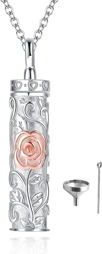 Miniatura 28 de Collar con colgante de urna de cenizas de cremación y árbol de la vida para mujer, plata de ley US1