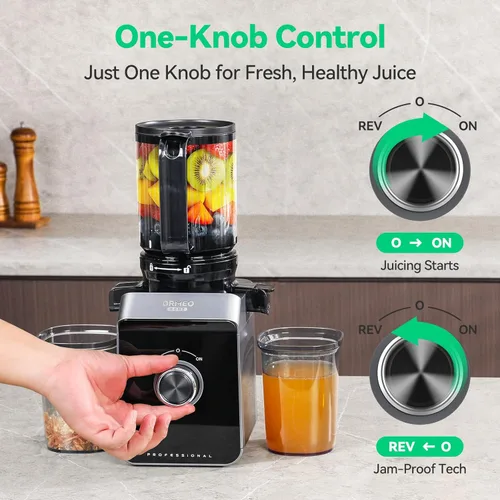 Miniatura 6 de Exprimidor de prensa en frío, máquinas exprimidoras Ormeo Home con canal de alimentación grande de 5.0 pulgadas para verduras y frutas enteras