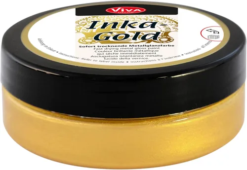 Viva Decor Inka Gold Gilding Wax 2.3 oz (Oro) - Pasta de Pulido Metálica a Base de Cera de Fácil Aplicación. Brillo Metálico de Secado Rápido, Dorado