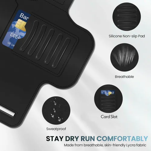 Miniatura 6 de PORTHOLIC 2026 Running Armband Water Resistant Sports Phone Holder Case with Extension Strap,Card Slot Up to 6.9" Phone for iPhone 17/16/15/14/13