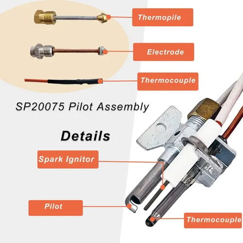 Miniatura 5 de SP20075, SP20305A - Kit de repuesto para piloto e encendedor, compatible con GE, Richmond, Rud, Rheem, piezas de calentador de agua a gas natural