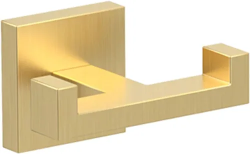 Miniatura 7 de BOZWELL Ganchos dobles para toallas para baño, montaje en pared dorado cepillado, paquete de 2 ganchos modernos de estilo cuadrado para bata, Oro