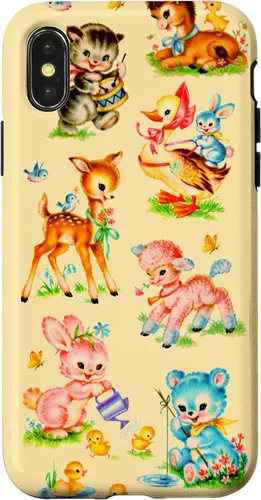 Miniatura 5 de Vintage Baby Animals Nursery 50's Retro Yellow Case for iPhone 17