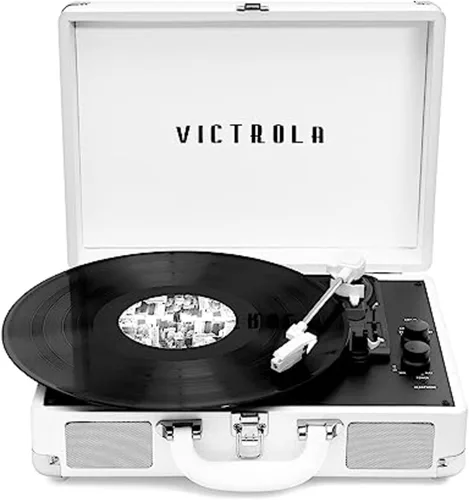 Miniatura 14 de Victrola Journey+ - Reproductor de discos portátil con Bluetooth en maleta – Altavoces integrados, reproductor de vinilos de 33-1/3, 45 y 78 RPM