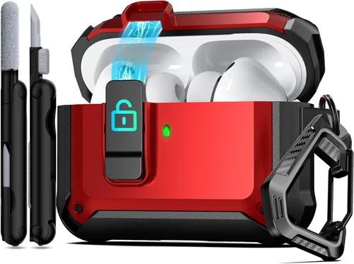 Miniatura 32 de RFUNGUANGO Funda protectora para AirPods Pro de 2ª generación con kit de limpieza, funda rígida militar con cerradura para funda de carga de AirPod