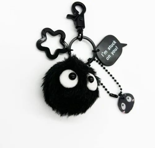 Miniatura 3 de YJacuing Llavero de peluche Dust Bunny Soot Sprite (estilo A)
