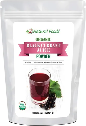 Z Natural Foods Polvo de Jugo Orgánico de Grosella Negra, Suplemento de Bayas Superalimento, Mezcla en Licuados, Batidos, Té, Recetas de Cocina y