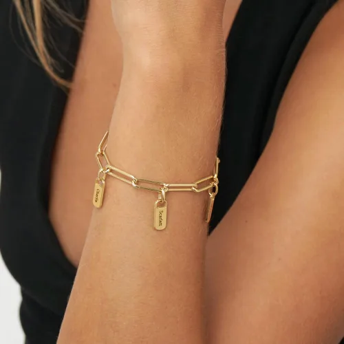 Miniatura 4 de MyNameNecklace Personalized Rory Bracelet with Custom Tag Charms - Diamond Option - by MYKA